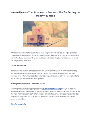 How to Finance Your Ecommerce Business: Tips for Getting the Money You Need
