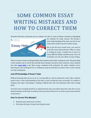 Some Common Essay Writing Mistakes And How To Correct Them