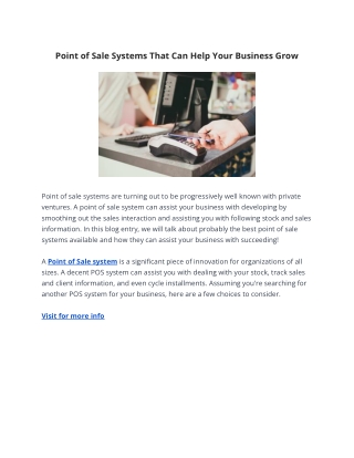 Point of Sale Systems That Can Help Your Business Grow