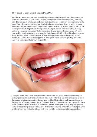 Cosmetic Dental Care