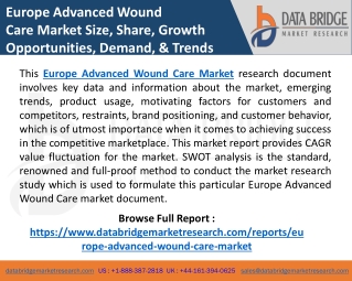 Europe Advanced Wound Care Market – Industry Trends and Forecast to 2028