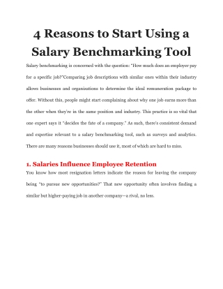 4 Reasons to Start Using a Salary Benchmarking Tool