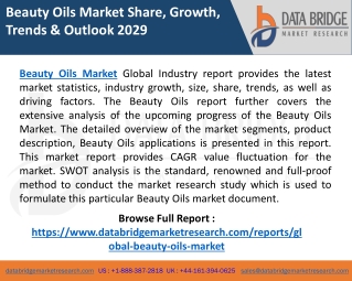 Beauty Oils Market Competitive Analysis, Opportunity, Future Scope, Type