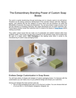 The Extraordinary Branding Power of Custom Soap Boxes