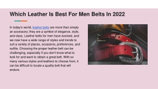 Which Leather Is Best For Men Belts In 2022