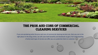 The Pros and Cons of Commercial Cleaning Services