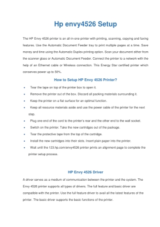 HP Envy 4526 Setup [Simple Guide] - Airprint.us