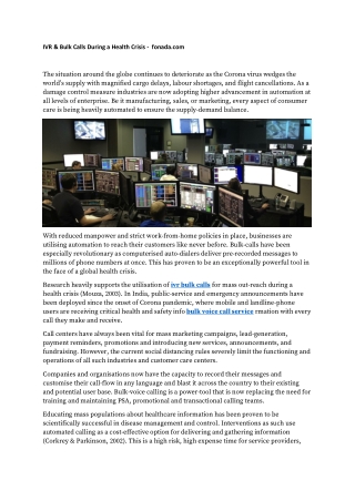 IVR & Bulk Calls During a Health Crisis -  fonada.com