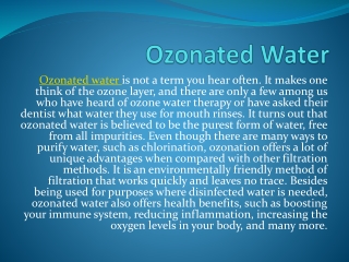 Ozonated Water
