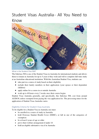 Student Visas Australia - All You Need to Know