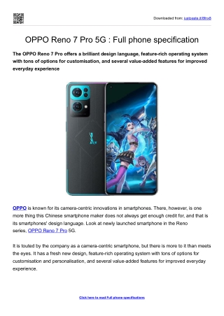 OPPO Reno 7 Pro 5G - Full phone specification