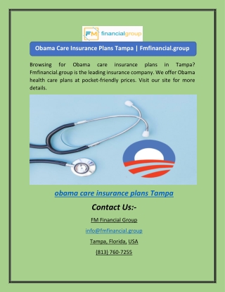 Obama Care Insurance Plans Tampa | Fmfinancial.group