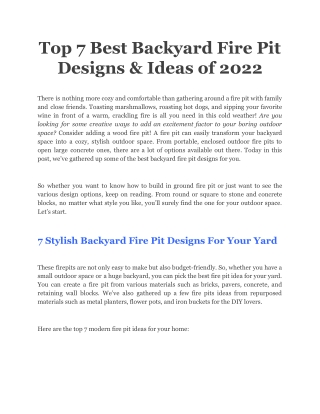 Top 7 Best Backyard Fire Pit Designs & Ideas of 2022