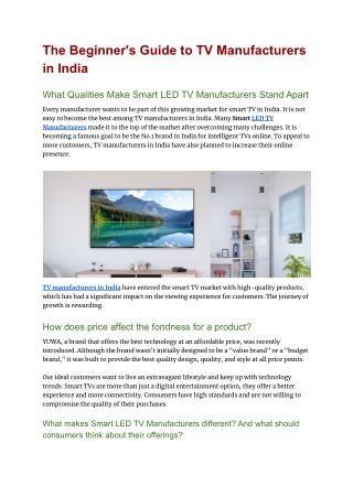 The Beginner's Guide to TV Manufacturers in India