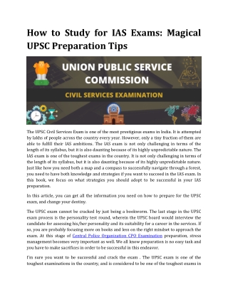 How to Study for IAS Exams Magical UPSC Preparation Tips