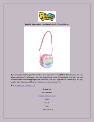 Buy Girls Rainbow Love Heart Bag Wholesale