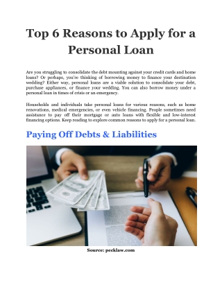 Top 6 Reasons to Apply for a Personal Loan