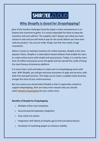 Why is Shopify the right platform for Dropshipping?