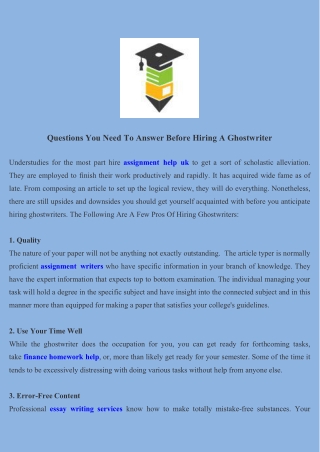 Questions You Need To Answer Before Hiring A Ghostwriter