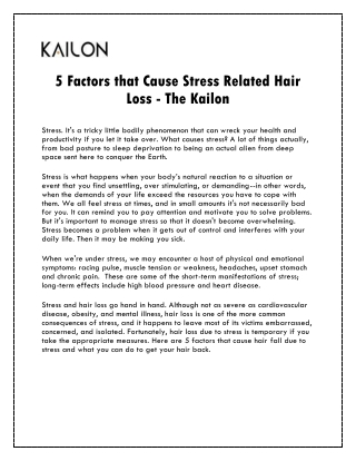 5 Factors that Cause Stress Related Hair Loss