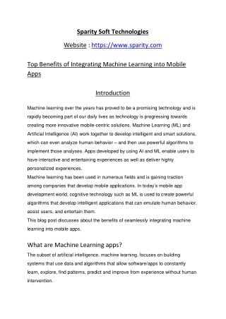 Top Benefits of Integrating Machine Learning into Mobile Apps