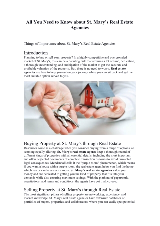 All You Need to Know about St. Mary’s Real Estate Agencies