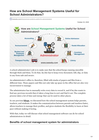 how are school management system to useful for school administrater