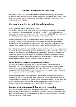 Fire Safety Training and Its Importance