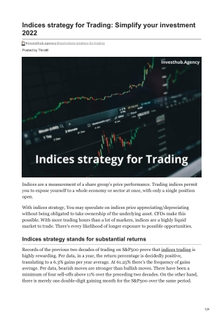 Indices strategy for Trading Simplify your investment 2022