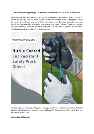 Here's Why Picking the Right Cut-Resistant Safety Gloves for The Job Is So Impor