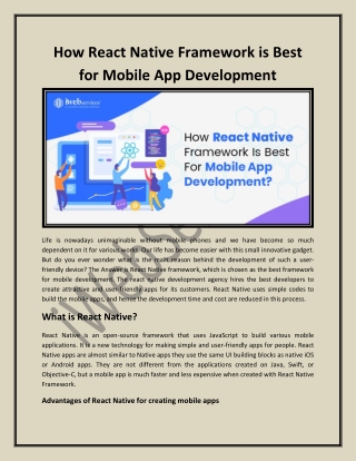 How React Native Framework is Best for Mobile App Development - iWebServices