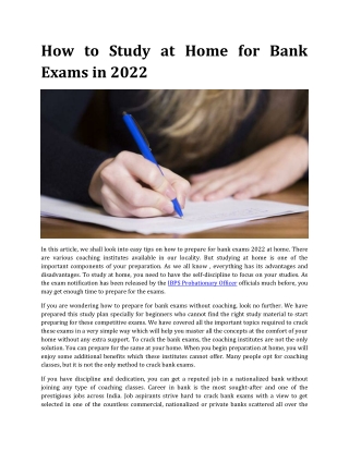 How to Study at Home for Bank Exams in 2022