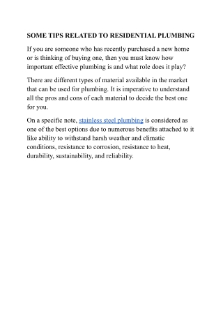 Choose the Best Plumbing