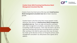 Creative Factor With Promising Small Business Retail Management Consultant Near Me