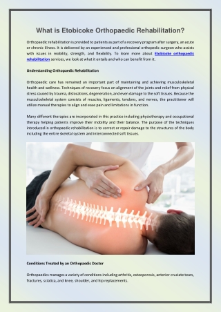 What is Etobicoke Orthopaedic Rehabilitation