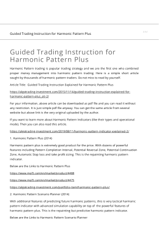 Guided Trading Instruction for Harmonic Pattern Plus
