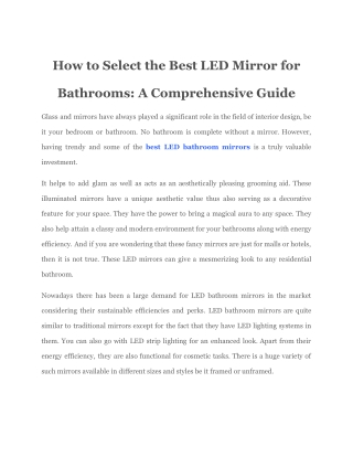 How to Select the Best LED Mirror for Bathrooms_ A Comprehensive Guide