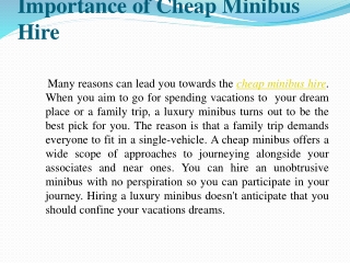 Importance of Cheap Minibus Hire