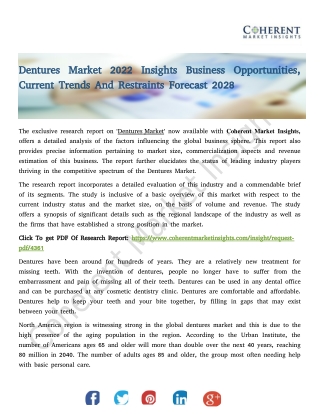 Dentures Market 2022 Insights Business Opportunities, Current Trends And Restrai