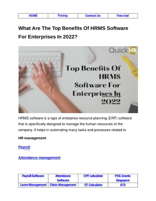 Best Benefits of HRMS Software for Enterprises 2022