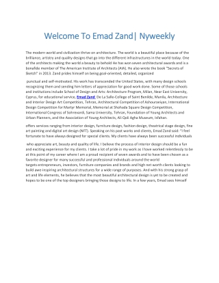 Welcome To Emad Zand Nyweekly