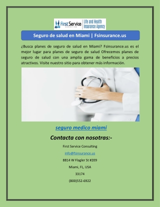 Seguro de salud en Miami | Fsinsurance.us