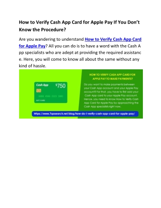 How to Verify Cash App Card for Apple Pay If You Don’t Know the Procedure?