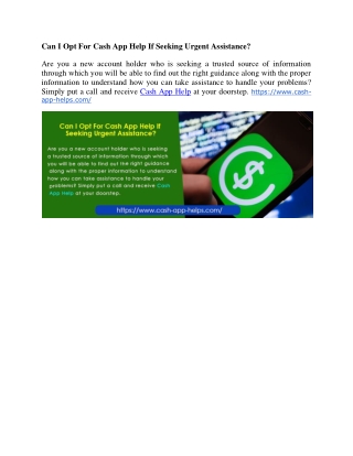 Can I Opt For Cash App Help If Seeking Urgent Assistance