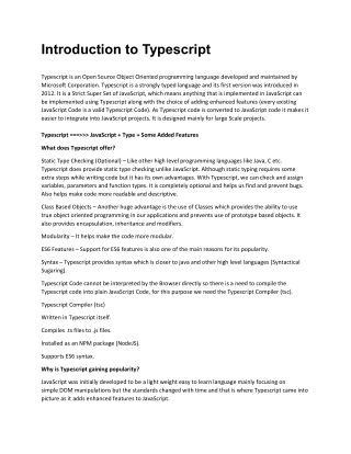 Introduction to Typescript