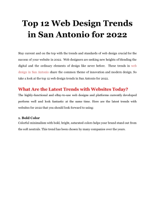 Top 12 Web Design Trends in San Antonio for 2022