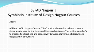 SSPAD Nagpur | Symbiosis Institute of Design Nagpur Courses