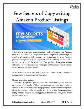 Few Secrets Of Copywriting Amazon Product Listings