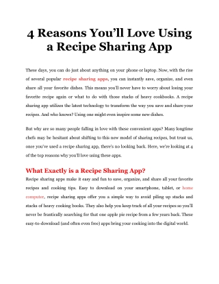 4 Reasons You’ll Love Using a Recipe Sharing App