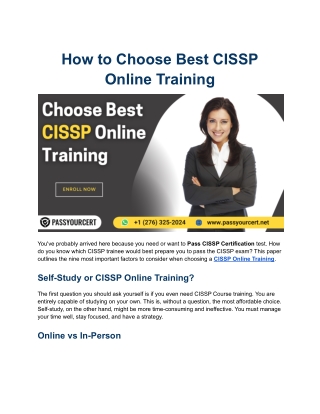 How to Choose Best CISSP Online Training